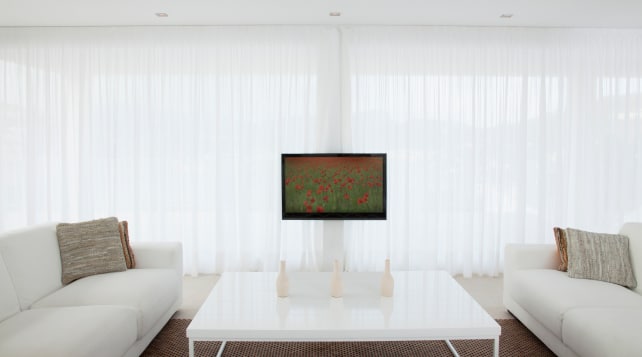 A room that is too bright for a TV