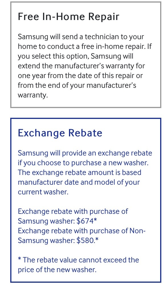 Samsung Rebate Form Washer Recall