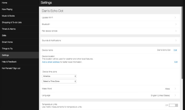 Alexa Control Screen