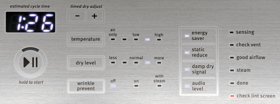 Maytag Bravos MEDB855DW Controls