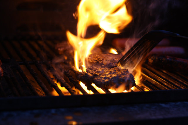 Grill with tall flames