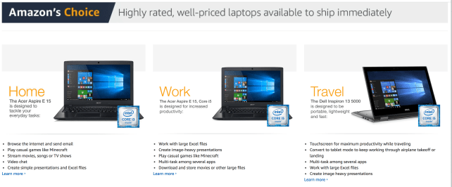 Amazon's Choice Laptops