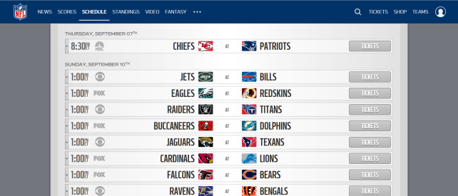 Week 1 NFL Schedule