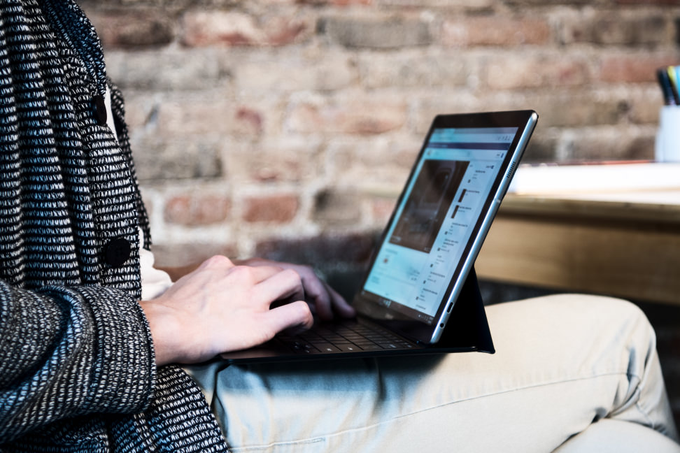 Samsung Galaxy TabPro S On Lap